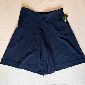 Lauren Ralph Lauren Culotte Shorts Womens 10 Navy Blue Dressy High Rise‎ NWT